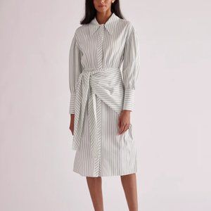waist tie striped shirt dress